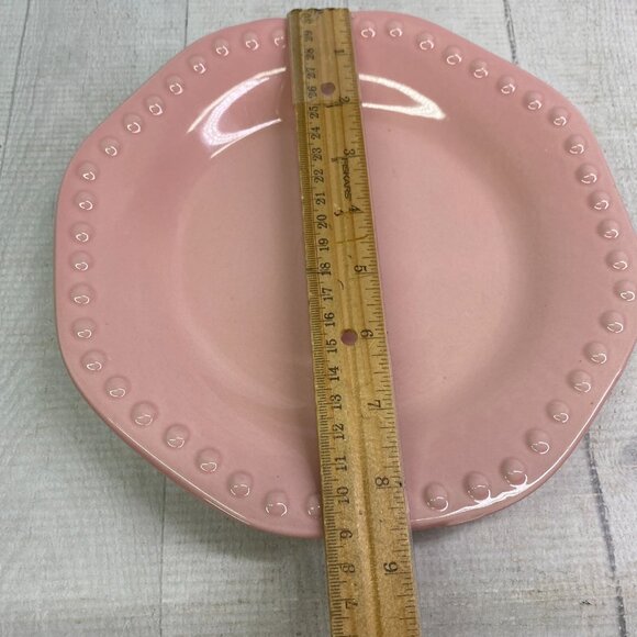 Elegant Dining CHARISMA COLLECTION Pink Beaded Stoneware Salad Plates Set of 4 - Picture 11 of 16